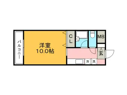 エトランゼ宮本III(1K/1階)の間取り写真