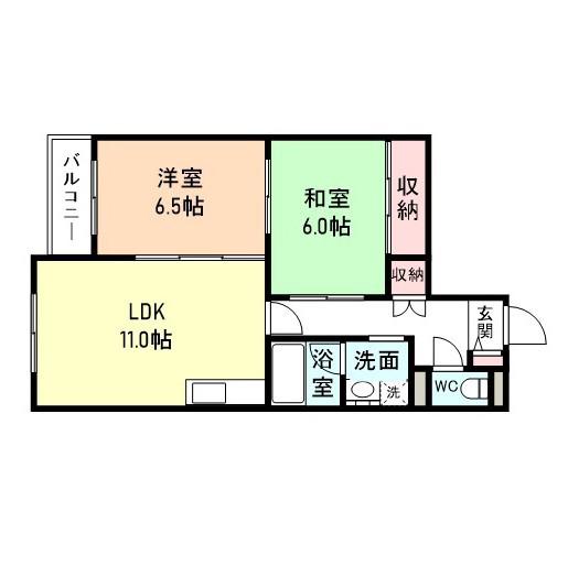 サンサーラ大町(2LDK/1階)の間取り写真