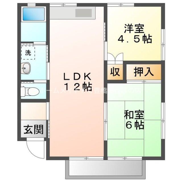 ブリス南島(2LDK/1階)の間取り写真