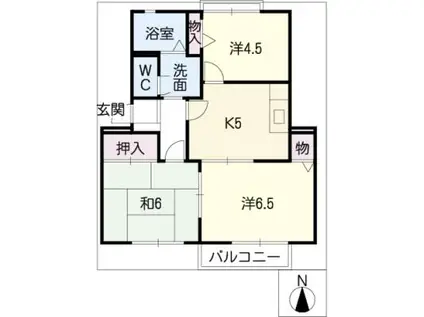 エスポワール可児B棟(3K/2階)の間取り写真