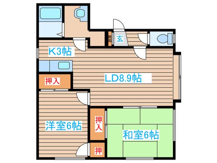 ハイフィールド(2LDK/3階)の間取り写真