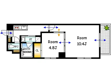 LUANA HAKUSHIMA(2K/6階)の間取り写真