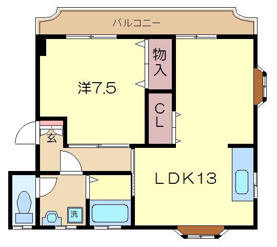 第5リビエール山鳶(1LDK/2階)の間取り写真