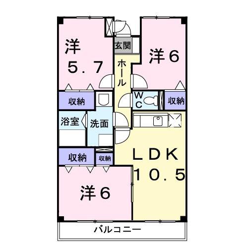 ウエストカレント(3LDK/3階)の間取り写真
