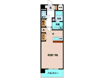 E・スクウェア森小路(1K/9階)の間取り写真