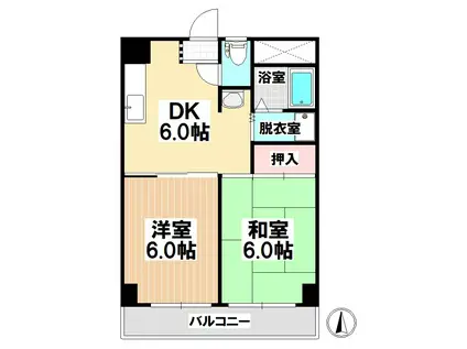 エーデルハイム成田(2DK/4階)の間取り写真