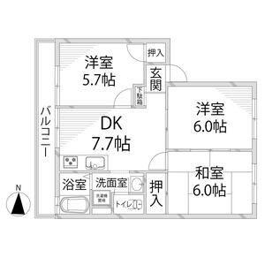 メゾンエルム(3DK/2階)の間取り写真