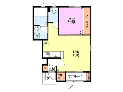 COMODOIII(1LDK/1階)の間取り写真