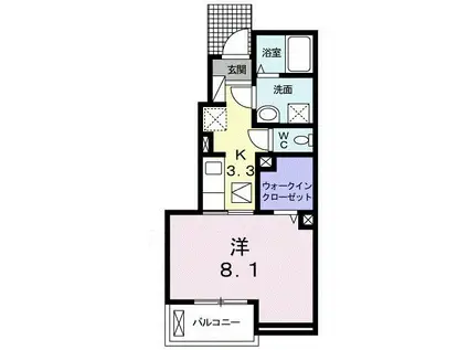 ルピエ中島(1K/1階)の間取り写真