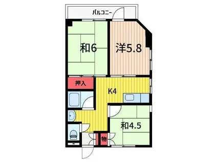 マンションハラ(3K/4階)の間取り写真