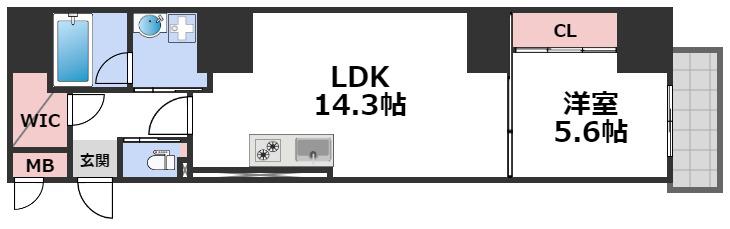 ARTFORM天満橋(1LDK/14階)の間取り写真