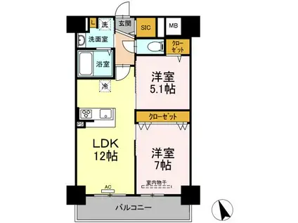 SUNRESIDENCE小禄(2LDK/10階)の間取り写真