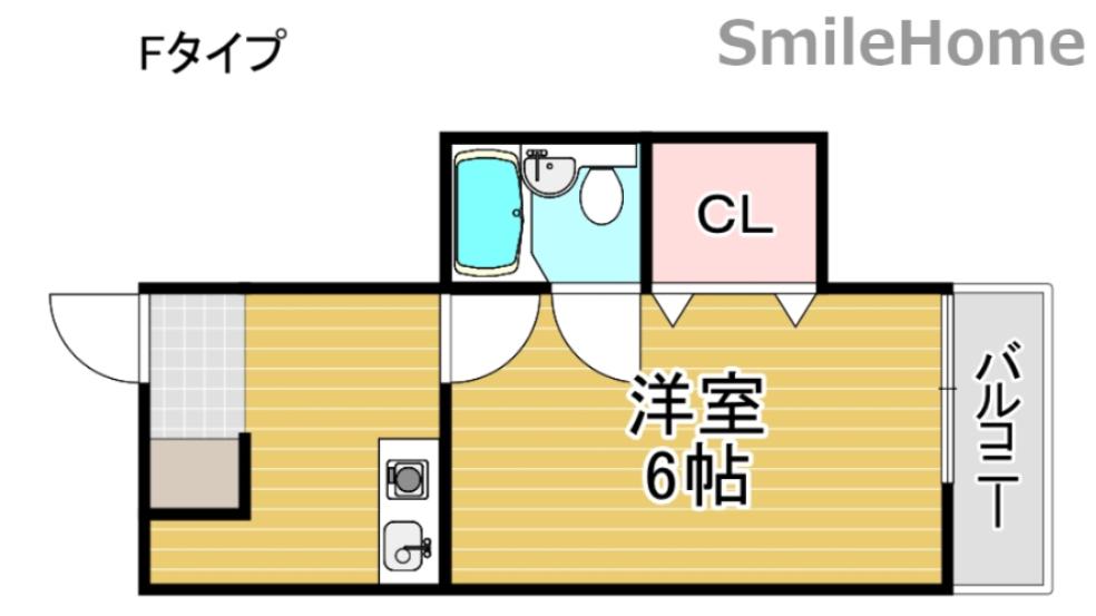 地下鉄四つ橋線 玉出駅 徒歩1分 8階建 築41年(1K/4階)の間取り写真