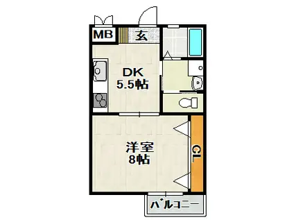 REA-GRANZ宝塚千種(1DK/1階)の間取り写真