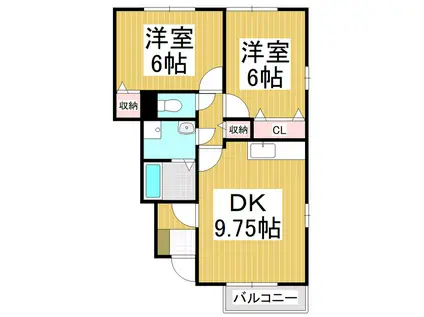 フォレストグリーンハマB棟(2DK/1階)の間取り写真