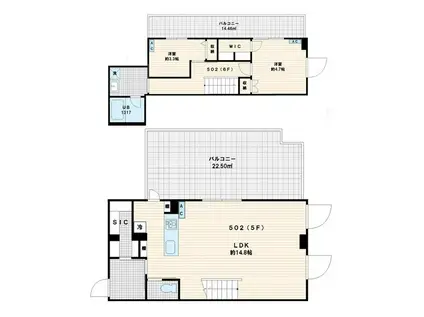 FULLEA代々木 フレア代々木(2LDK/5階)の間取り写真