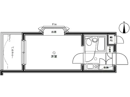 ライオンズマンション白楽(1K/3階)の間取り写真