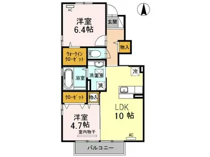 HIMIKOIV(2LDK/1階)の間取り写真