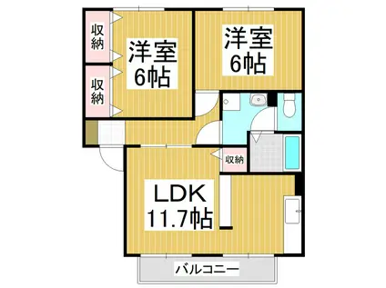 メゾンロゼールA(2LDK/1階)の間取り写真