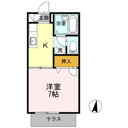 エーデルハイムI(1K/1階)の間取り写真