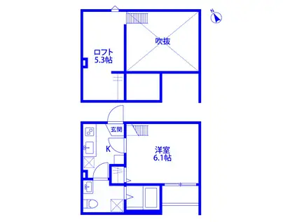 メルサンディ(1K/2階)の間取り写真