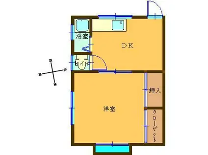 サカイマンション(1DK/2階)の間取り写真