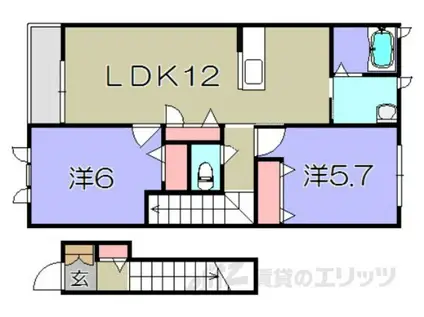 ヴェール ヴィル八日市(2LDK/2階)の間取り写真