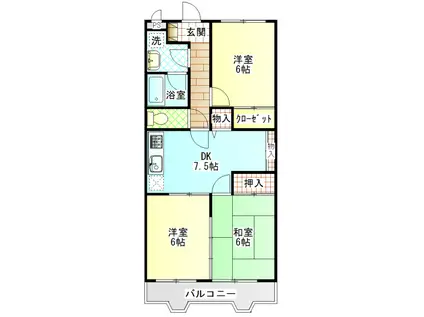 グリーンフィールド(3DK/2階)の間取り写真