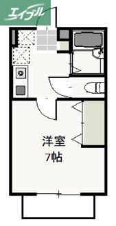 ラッキー下中野(1K/2階)の間取り写真