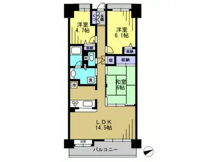 ワイズ222(3LDK/4階)の間取り写真