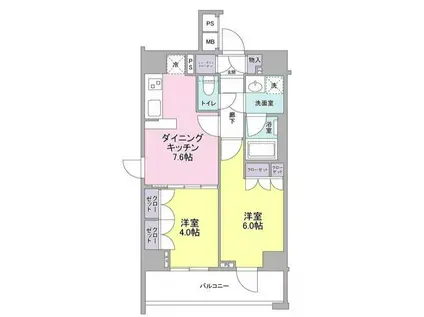 ROSETTA(2DK/8階)の間取り写真
