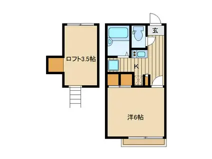 西武新宿線 武蔵関駅 徒歩18分 2階建 築21年(1K/2階)の間取り写真