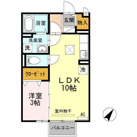 セジュール浅江(1LDK/1階)の間取り写真