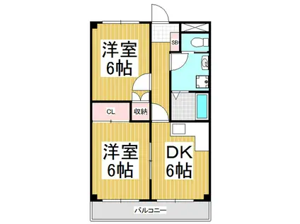 ハイツカテリーナ(2DK/1階)の間取り写真