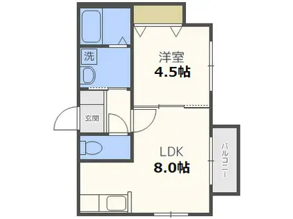 ラ・べーラ(1LDK/2階)の間取り写真