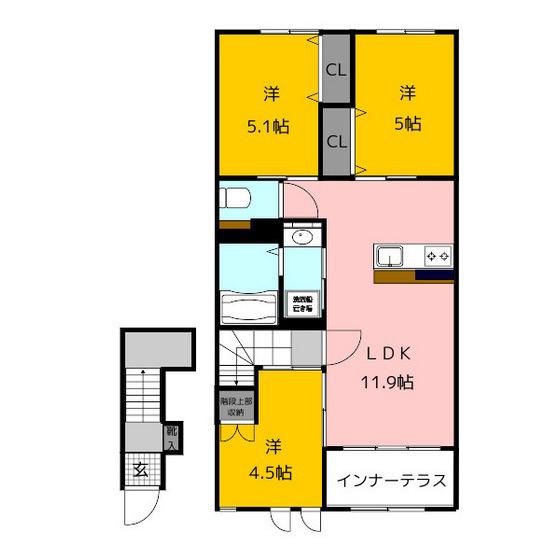 LINOA青葉(3LDK/2階)の間取り写真