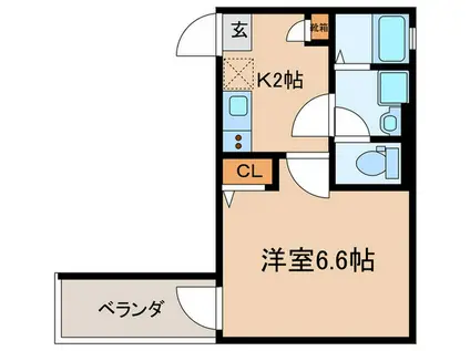GRACIAS COURT 若江岩田(1K/1階)の間取り写真