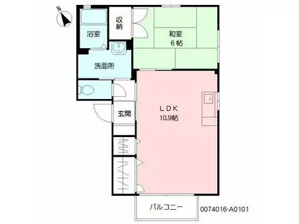 シャトルM (1LDK/1階)の間取り写真