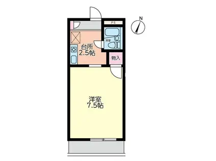 サニーハイツ(ワンルーム/3階)の間取り写真