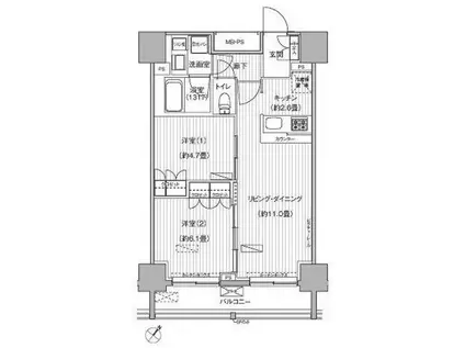 ヒューリックレジデンス駒込(2LDK/6階)の間取り写真