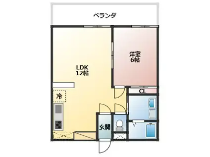 金子ハイツ(1LDK/3階)の間取り写真