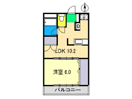 フィール岡豊I(1LDK/3階)の間取り写真
