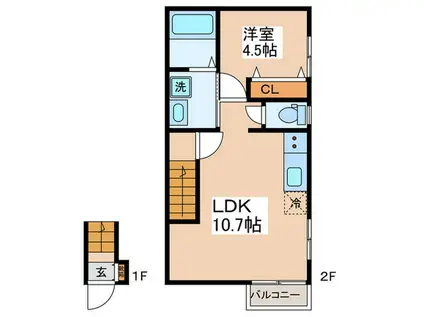 東村山市本町2丁目PJ(1LDK/1階)の間取り写真