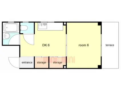 ライフプラザ今津(1DK/1階)の間取り写真