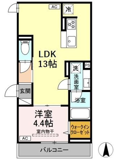 D PAINA 中野島II(1LDK/3階)の間取り写真