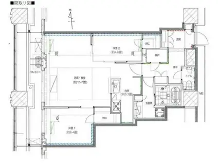 富久クロスコンフォートタワー(2LDK/38階)の間取り写真