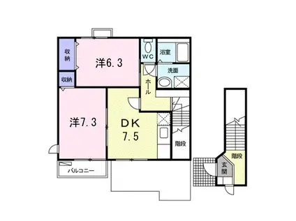 ラ・ボニータ(2DK/2階)の間取り写真