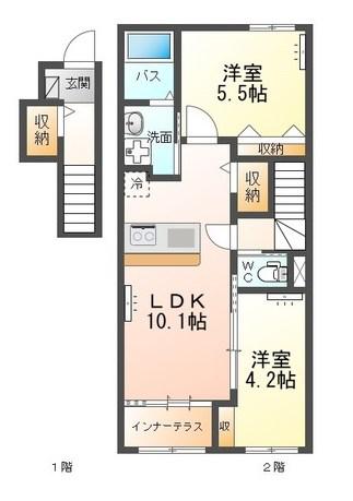 エトワール タケ(2LDK/2階)の間取り写真
