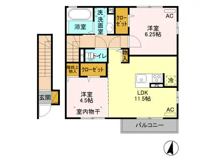 JR上越線 井野駅(群馬) 徒歩47分 2階建 築7年(2LDK/2階)の間取り写真