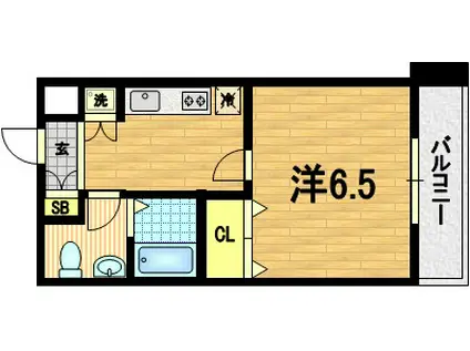 レジュールアッシュ清水(1K/5階)の間取り写真